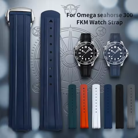 New Original Design For 20mm Omega Seamaster 300 FKM Rubber Strap FDA-Approved Fluoroelastomer Multi