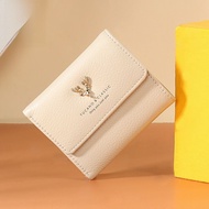 กระเป๋าสตางค์หนังวัวชั้นบนพับสามครั้งสำหรับผู้หญิง TUCANO กระเป๋าสตางค์แบบกระต่ายน้อยสีสดใสแบบพับได้