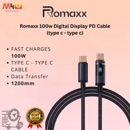 ROMAXX 7A 100W LED Digital Display 100W USB C to USB C Fast Charger Cable PD 5A