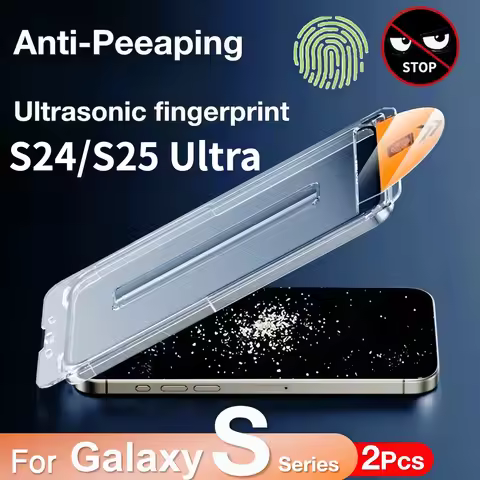 2Pcs For Samsung Galaxy S25 Ultra S24 S23 S22 S21 Plus 5G Anti Peeaping Ultrasonic Fingerprint Scree