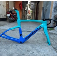 Road Carbon PF14 sports bike frame with brake pads - Light blue bianchi tail - 46.5