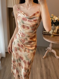korean floral summer outfit women beach tube long bodycon dress for woman elegant formal plus size L
