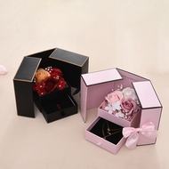 jinfeimaoyiyou 5 Valentine's Day Bow Double Open Door Rose Jewelry Necklace With Hand Bag Gift Box Jewellery Storage