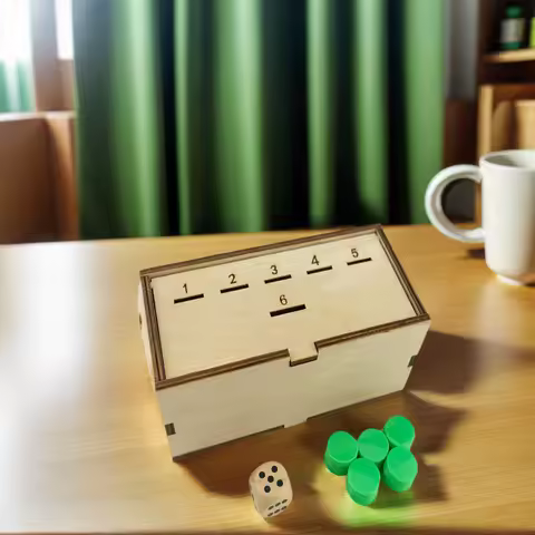 Coin Drop Game with Dice and Wooden Box Family Fun Board Game Wooden Dice Penny Game for Kid/Adult