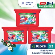 Breeze 5in1 Power Laundry Capsule Fresh Eucalyptus 18pcs x 3