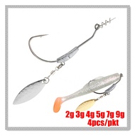 4pcs/lot Crank Hook Metal Spoon Sequins Add 2g 3g 4g 5g 7g 9g Weight lures With Twist Lock Lead Barb