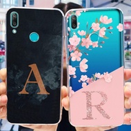 Huawei Y7 Prime 2019 LX3 Casing Y7 2019 LX1 Luxury Letter Cute Flowers Pattern Back Cover Huawei Y7 2019 Phone Case Bumper Shockproof Clear TPU