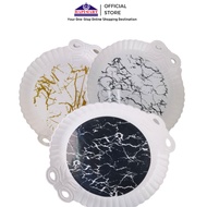 Marble Motif Round Tray with Ribbon Shaped Handle/Food Beverage Tray/Food Tray