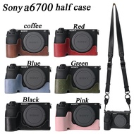 PU Leather Sony A6700 Camera Case Bag Half Body Cover For Sony ILCE-6700 A6700 a6700