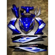 Coverset Bodyset Yamaha LC LC135 V1 Biru Api Original Hong Leong Yamaha HLY Stripe Siap Tampal - Fre