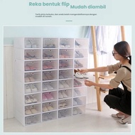 0.00 Sen Foldable Clear Shoe Storage Box Stackable Drawer Type Shoe Organizer for Closet