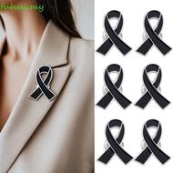 FUHUI Black Ribbon Pin, Awareness Melanoma Cancer Funeral Ribbon Badge Brooch, Enamel Black Ribbon B