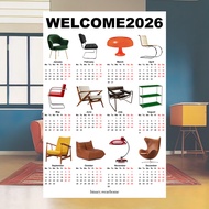 2026 Korean Style Wall Calendar | Pastry Bread | Bauhaus | Green Green | Monochrome Vintage Furnitur