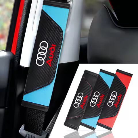 1/2PCS Color Blocked Leather Car Seat Belt Shoulder Pad Protection Accessories For Audi Sline A1 A3 