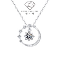 ［Real Moissanite］Can Pass Diamond Test 18K Gold Starry Sky With Moon Necklace Pendant MNG033