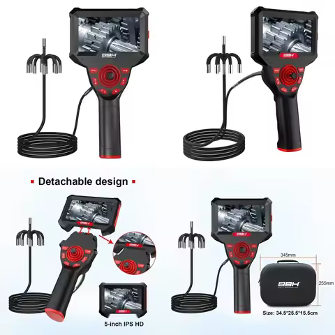 QBH US22 3.9mm 4-Way Articulating Borescope 5" IPS HD 720P Industrial for Engine Valve Inspection IP