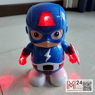 (1 ตัว) กัปตันอเมริกา หุ่นเต้น มีเพลง มีไฟ หุ่นยนต์เต้น ตุ๊กตา หุ่นยนต์ ฮีโร่ โมเดล ฟิคเกอร์ ของเล่นเด็ก dance hero captain america toy kid m24