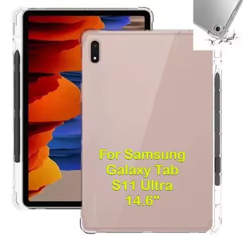 TPU Clear with Pen Slot Tablet Case for Samsung Galaxy Tab S11 Ultra S7 S8 S9 + S10 Lite FE Plus 202