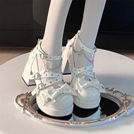 Punk Shoes Lolita Hot Girl High Heels Waterproof Lolita Gothic Shoes y2k Thick Heel Leather Shoes Si