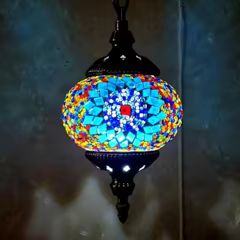 Mosaic Pendant Light Turkish Moroccan Mosaic Hanging Ceiling Lamp E27 Restaurant Club Single Head Ch