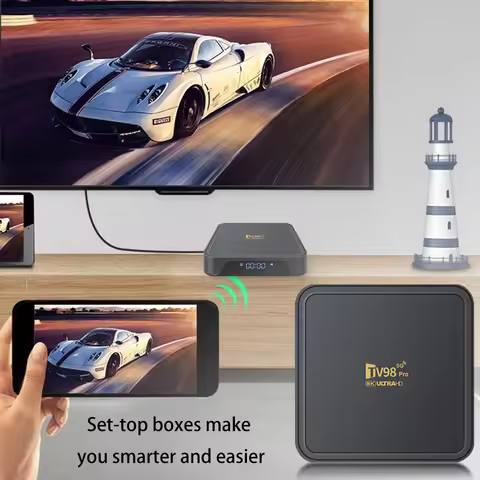 TV98 PRO ATV H313 Android TV Box 14.0 8K Quad Core 2.4G 5G Dual WiFi Voice Remote BT Media Player Se