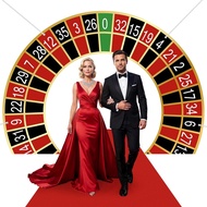 Tiamon Casino Party Decoration 70.9 x 50.4in Casino Night Porch Sign Banner Roulette Wheel Backdrop 