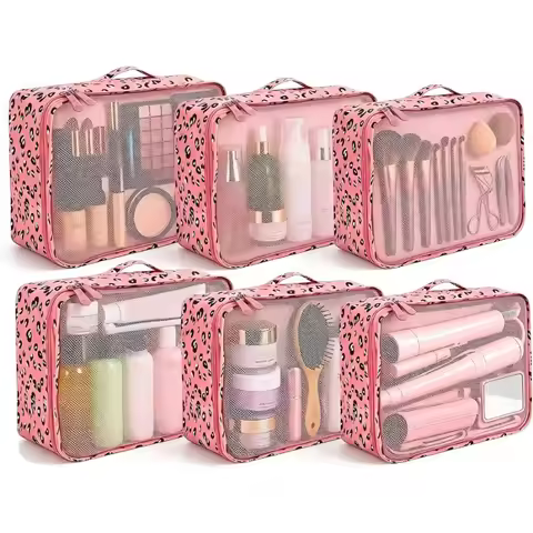 Foldable 2/4/6Pcs Foldable Packing Cubes Luggage Packing Organizers for Travel Lightweight,See Throu