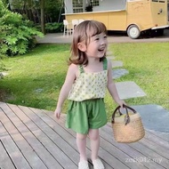 Female Baby Hyuna Flower Camisole Short Set 22 Children Korean Version Fashion Shorts Set Trendy For