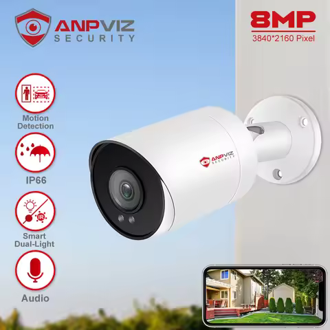 Anpviz 8MP POE IP Bullet Camera Outdoor 24/7 ColorVU 30m CCTV Video Surveillance IP66 SD Card H.265 