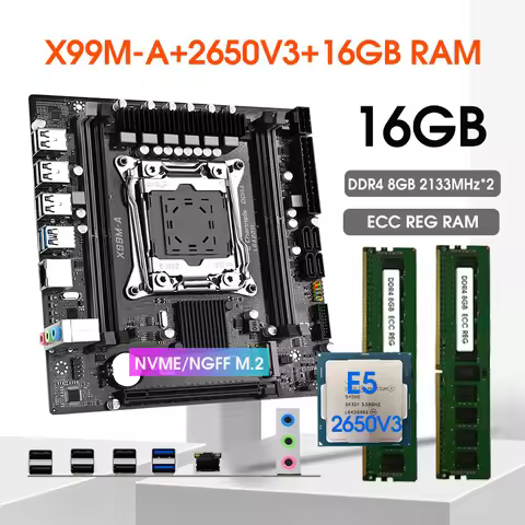 SZMZ X99 M-A Motherboard Combo kit with xeon e5 2650 v3 CPU and 16GB(2*8GB) DDR4 2133MHZ REG Memory 