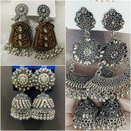 Jhumka Earrings | Elegant Indian Bridal & festive Jewellery-Ethnic Antique jhumka Earrings-Oxidised