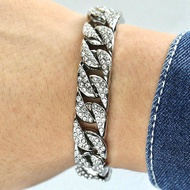 2020 BZY Fashion Men Women Chain Hip Hop Silver Bracelet Rhinestone