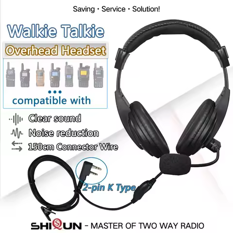 Walkie Talkie Headphone OverHead Headset K Type Plug Earphone For Baofeng UV5R UV-26 DM-1701A Quansh
