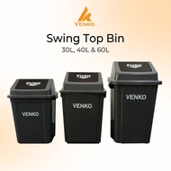 30L 40L/ 60L/ Venko Swing Top Bin Trash Can with Swing Cover Dustbin Rubbish Bin Large Bin