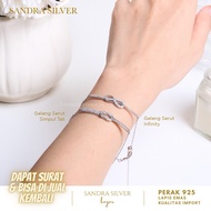 925 Silver side drawstring bracelet with white gold plating - 925 Silver adjustable bracelet