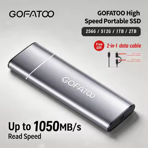 GOFATOO Up to 1050MB/s USB3.2 Gen2 Type-C PSSD 256GB 512GB 1TB 2TB Plug and Play Storage PC Mac Lapt