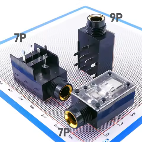 2 5 20Pcs TRS 1/4" 6.35 MM Stereo Phone Jack Socket Headphone Connector 3 Conductor 7 9 Pin Through 