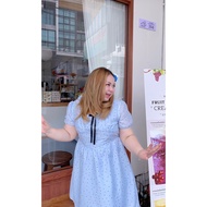 Blue Dot Dress For Chubby Women Size 42-50 Inches