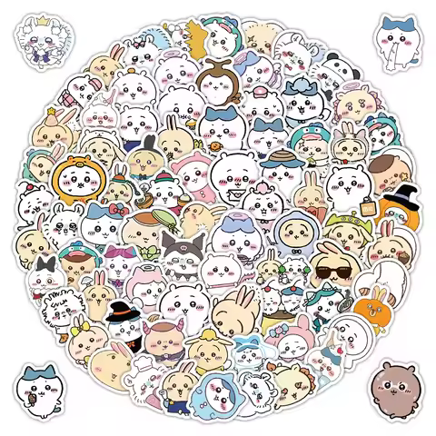 102pcs Chiikawa Graffiti Stickers Cartoon Hachiko and Usagi Cute Decorative Water Cup Phone Case, Cr