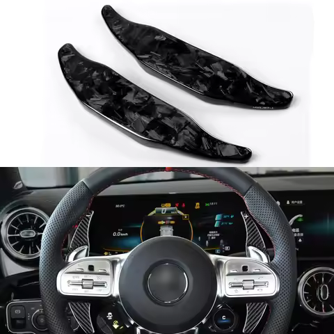 2Pcs Carbon Fiber Car Steering Wheel Hubs Paddle Shifters For Mercedes Benz AMG A35 A45S CLA45 C43 E