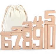 Wooden Numberblocks Toys, 10 Pcs Number Blocks Toys for Kids, Large Number Block 1-10, Digital Build