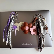 Móc Treo Túi Xách Hình Hoa Kép Hồng Nâu Cute Charm Đeo Túi Xách Cute, Móc Treo Cặp Sách Cute