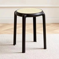 Kerusi Makan Rotan Bangku Nordic Rattan Like Stool PE Plastic Living Room Round Stool Home Dining Ch