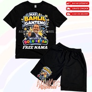 MBG Mas Bahlil Handsome Kids' T-Shirt and Shorts Set with Free Name Handsome Mas Bahlil Kids' Boards