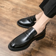 Kasut Kulit Gaya British Lelaki Kasual Kasual Hitam Pengantin Lelaki Loafers Musim Panas Kasut Perka