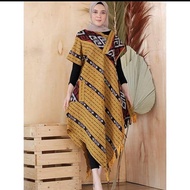 dress tenun etnic jepara motif toraja warna kuning