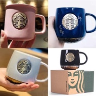 [Ceramic Starbucks Mermaid Golden Cup]🔥Ready Stock🔥Ceramic Mug Coffee Cup Brass Bronzing Hot Cold Drink Gift Box