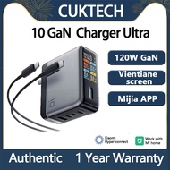 Original CUKTECH 10 Super Power Charger Ultra 120W GaN AD1204U with Screen Multi Port Fast Charger