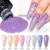 MEET ACROSS 7ml Gold Glitter Rubber Base Gel Polish Soak Off UV/LED Gel Polish For Salon Nail Art