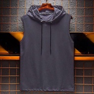 KAOS HOODIE POLOS TANPA LENGAN / KAOS BERTOPI PRIA WANITA
